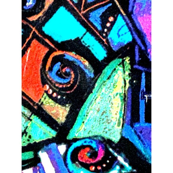 Chicos Abstract Print Jacket Button Front Colorful Artsy Statement Shacket SZ 2 - Picture 6 of 9